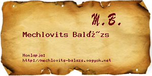 Mechlovits Balázs névjegykártya